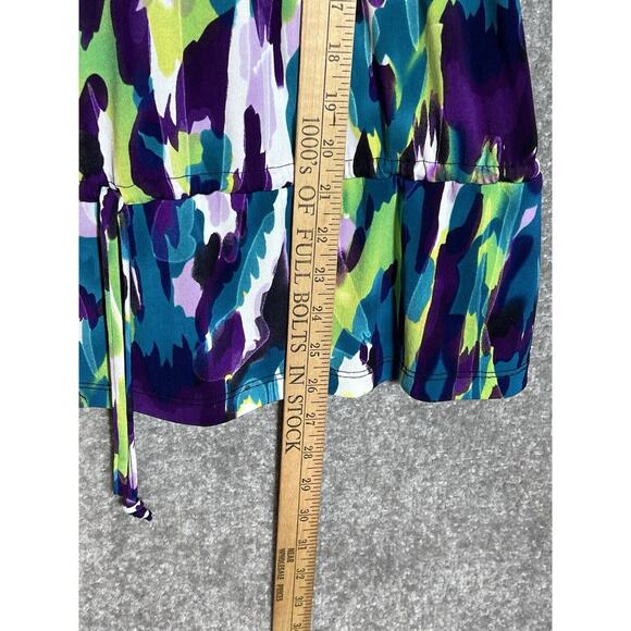 AB Studio‎ Top Womens Size Medium Camouflage Sleeveless Drawstring Peplum Hem - Picture 6 of 6